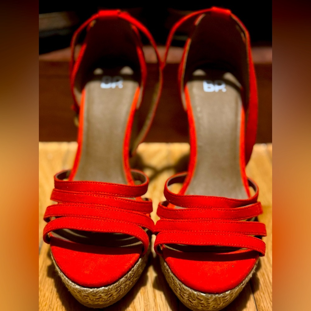 BP espadrille style Red strappy open toe wedges